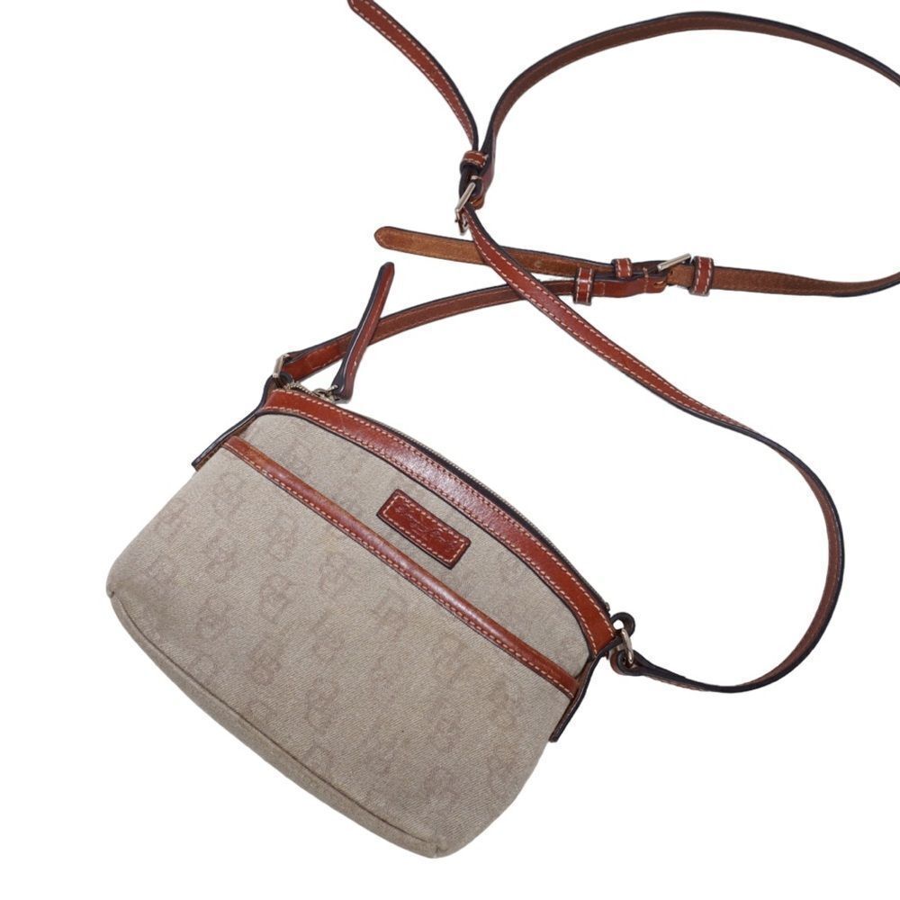 Dooney & Bourke Small Tan Monogram Logo Crossbody Bag